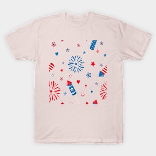 4th of July fireworks and sparklers pattern T-Shirt